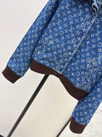Allover Jacquard Rib Hem Denim Jacket