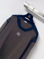 Brown Contrast Collar Knit Top