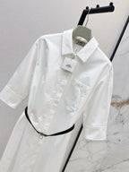Belted Half Sleeve Shirt Mini Dress