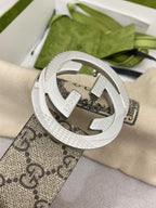 Retro Double G All-Over Print Leather Belt