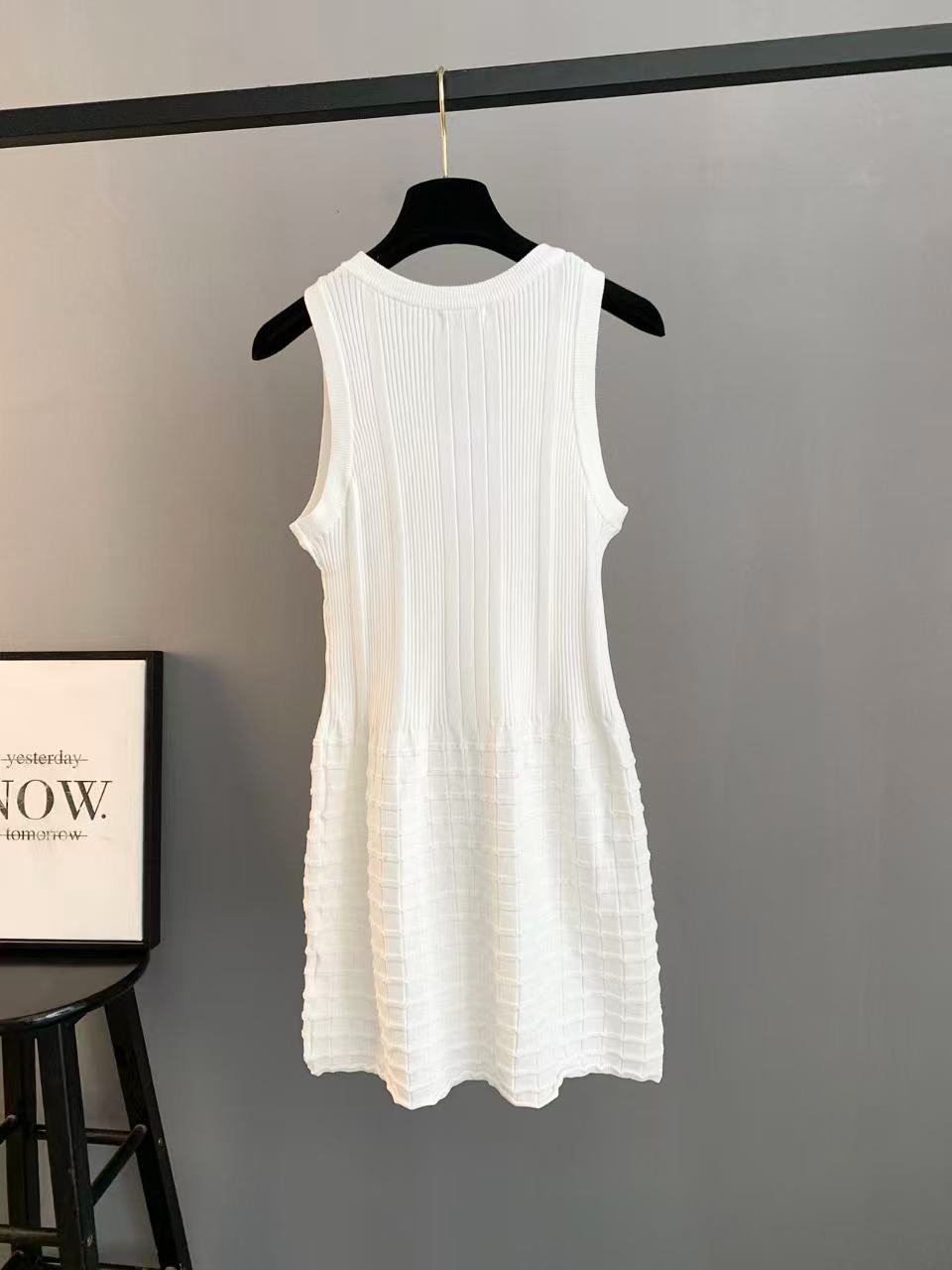 Vertical Plaid Paneled Tank Dress