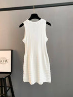 Vertical Plaid Paneled Tank Dress