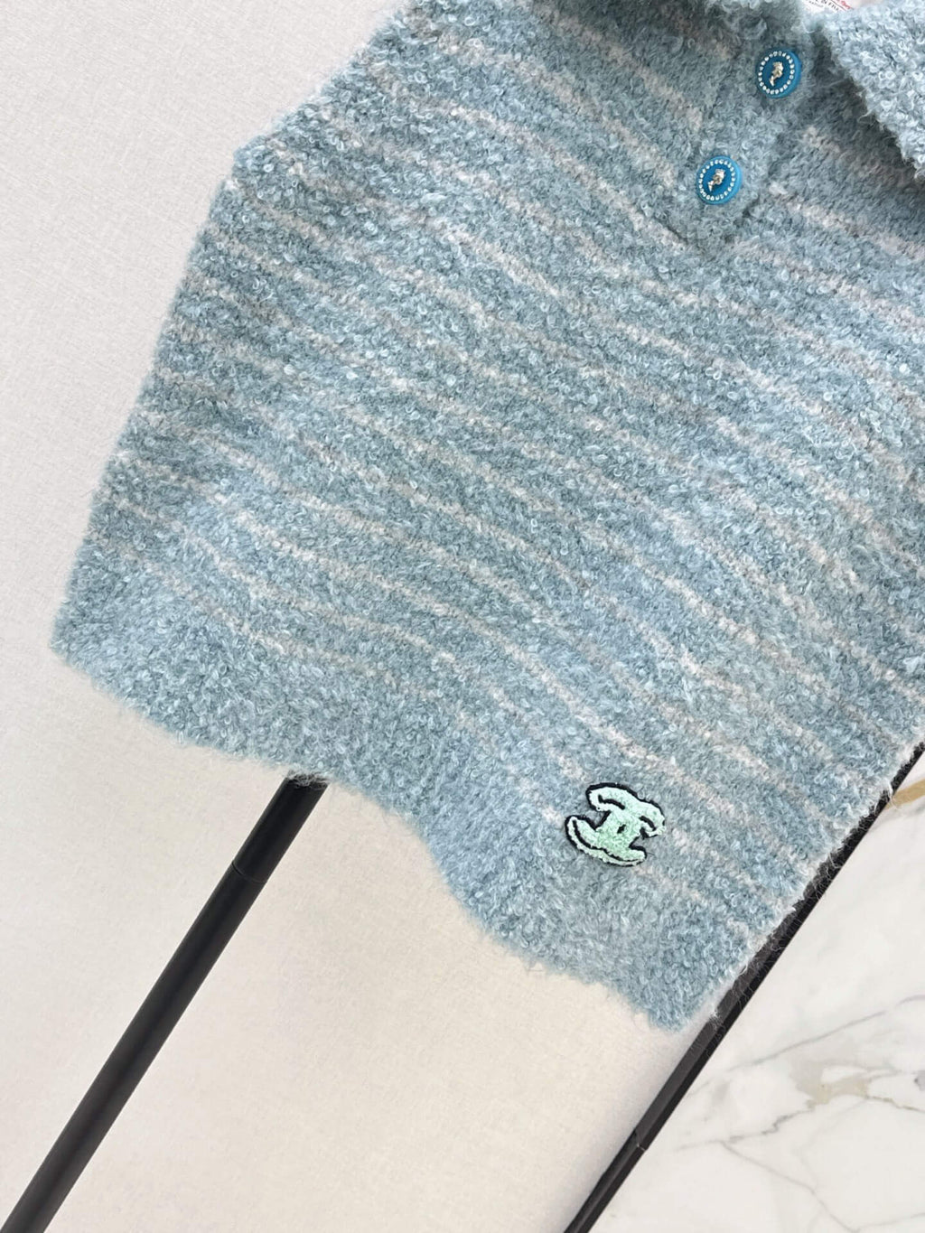 Stripe Polo Neck Knit Vest