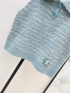 Stripe Polo Neck Knit Vest