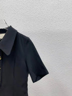 Gold Button Doll Collar Mini Dress