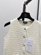 Textured Gold Button Knit Vest