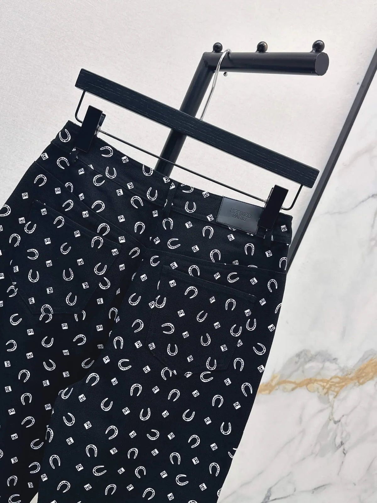 High Waist Printed Straight Jeans