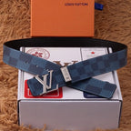 Classic Plaid Metal Buckle Leather Belt