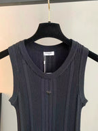 Vertical Plaid Paneled Tank Dress