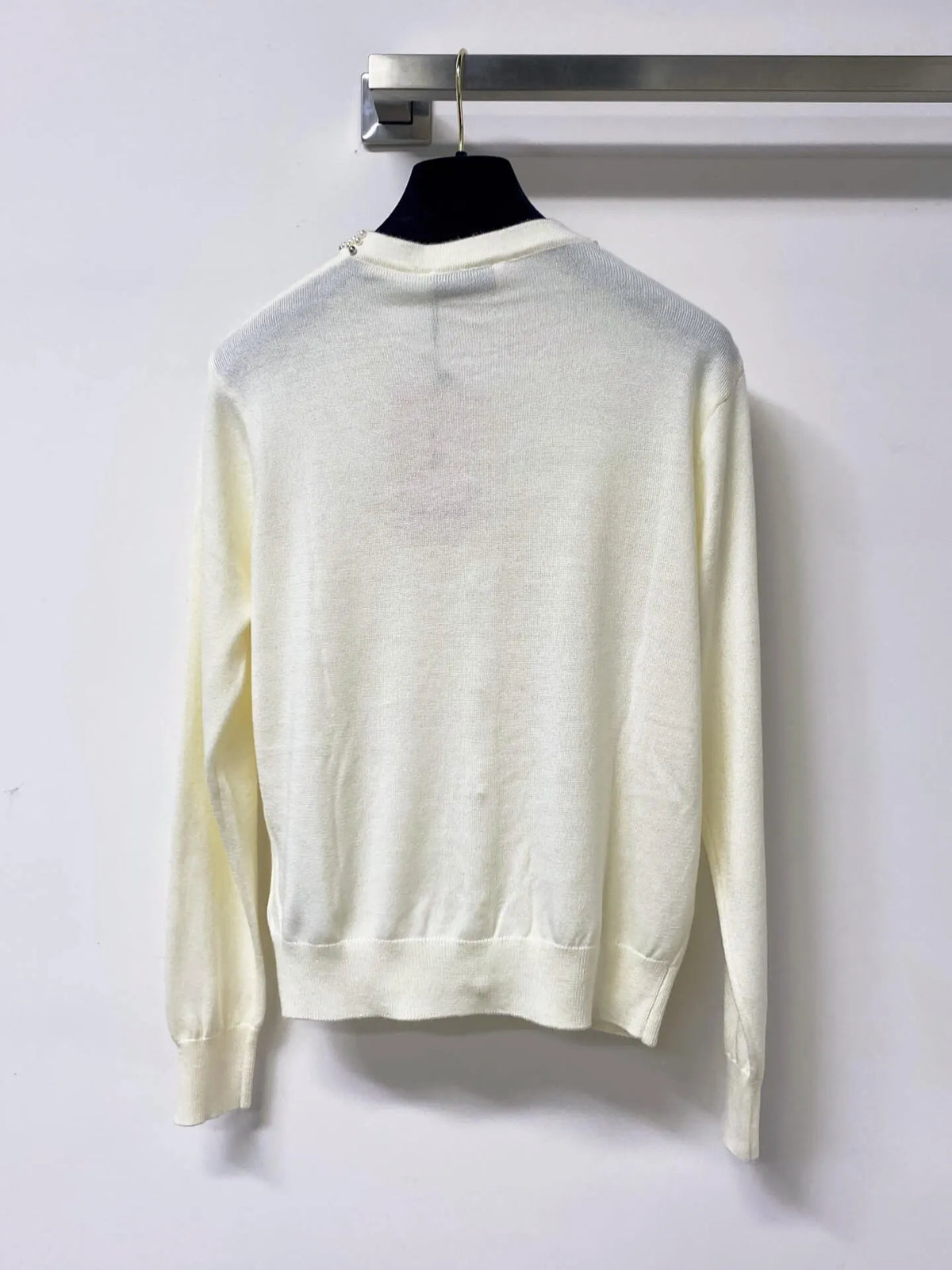 Pearl Trim Embroidered Knit Cardigan