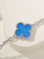 Trendy Blue Floral Link Bracelet