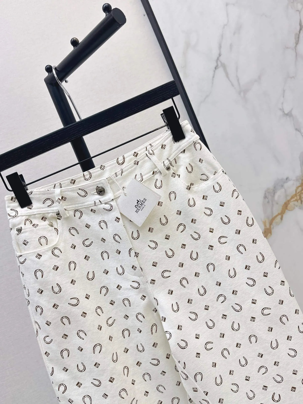 High Waist Printed Straight Jeans