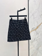 Horseshoe Print Denim Mini Skirt