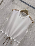 Plaid Patch Sleeveless Sweat Dress