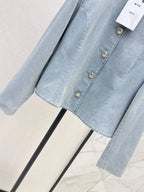 Commute Elegant Denim Jacket Skirt Set