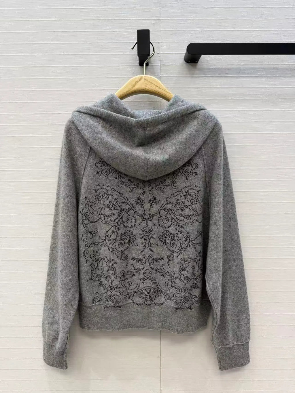 Cashmere Embroidered Hooded Jacket