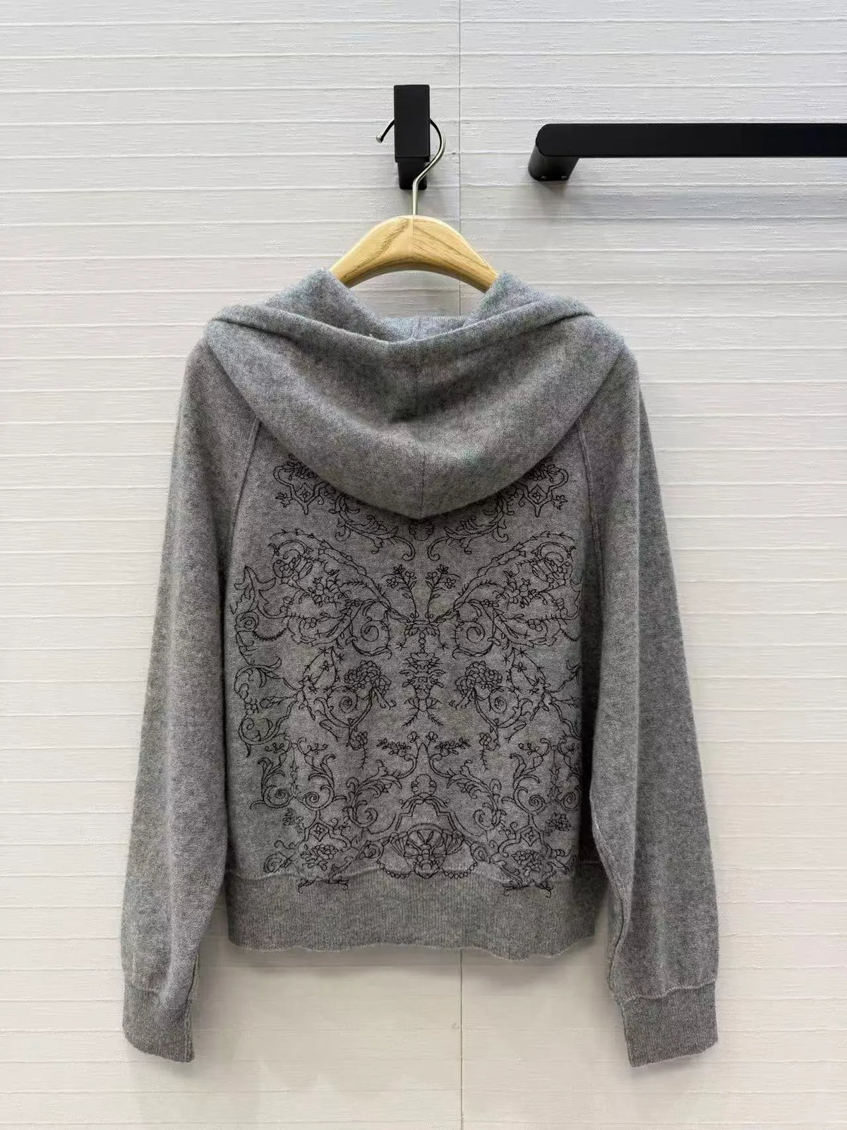 Cashmere Embroidered Hooded Jacket