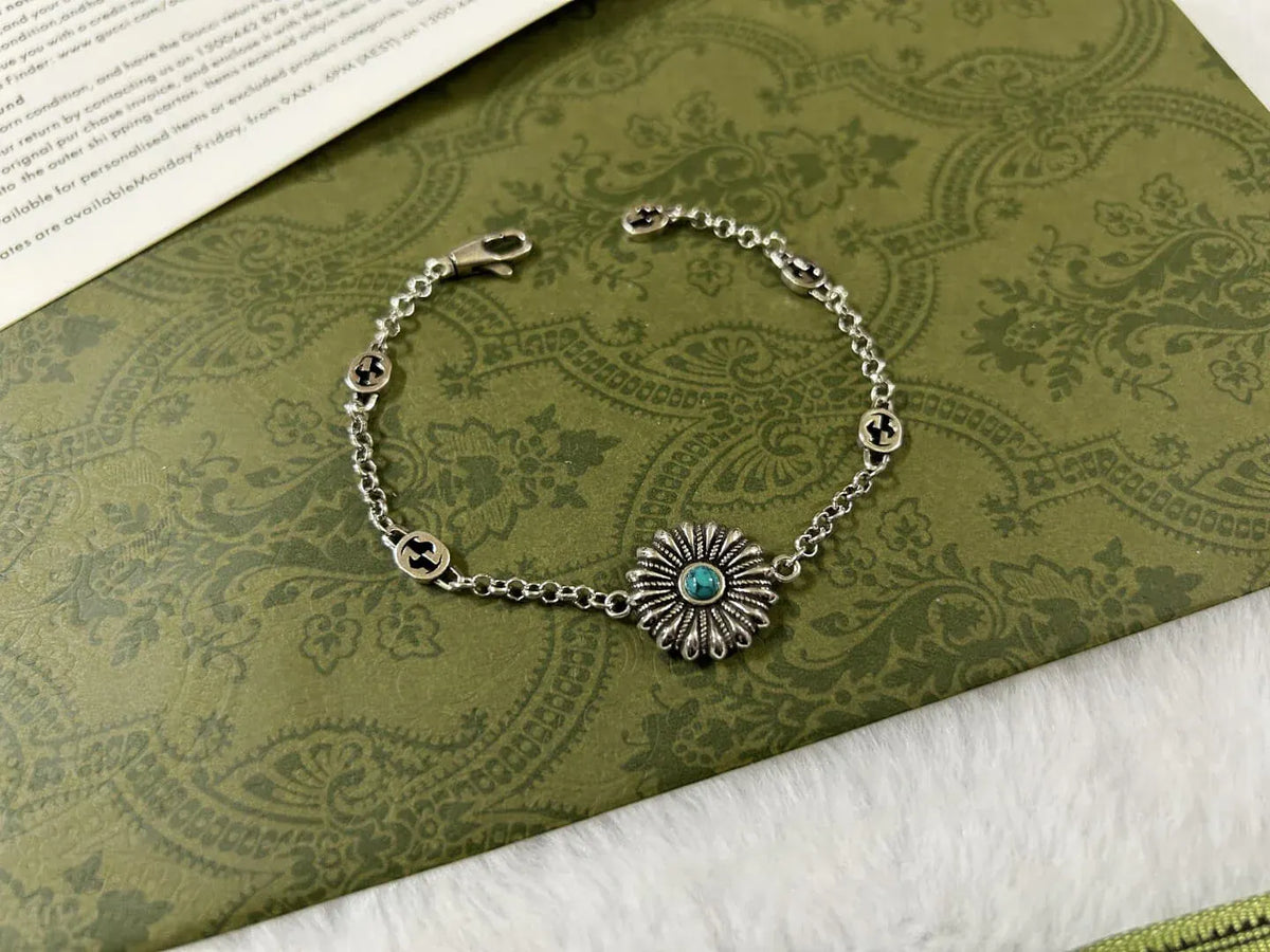 Vintage Turquoise Sunflower Bracelet