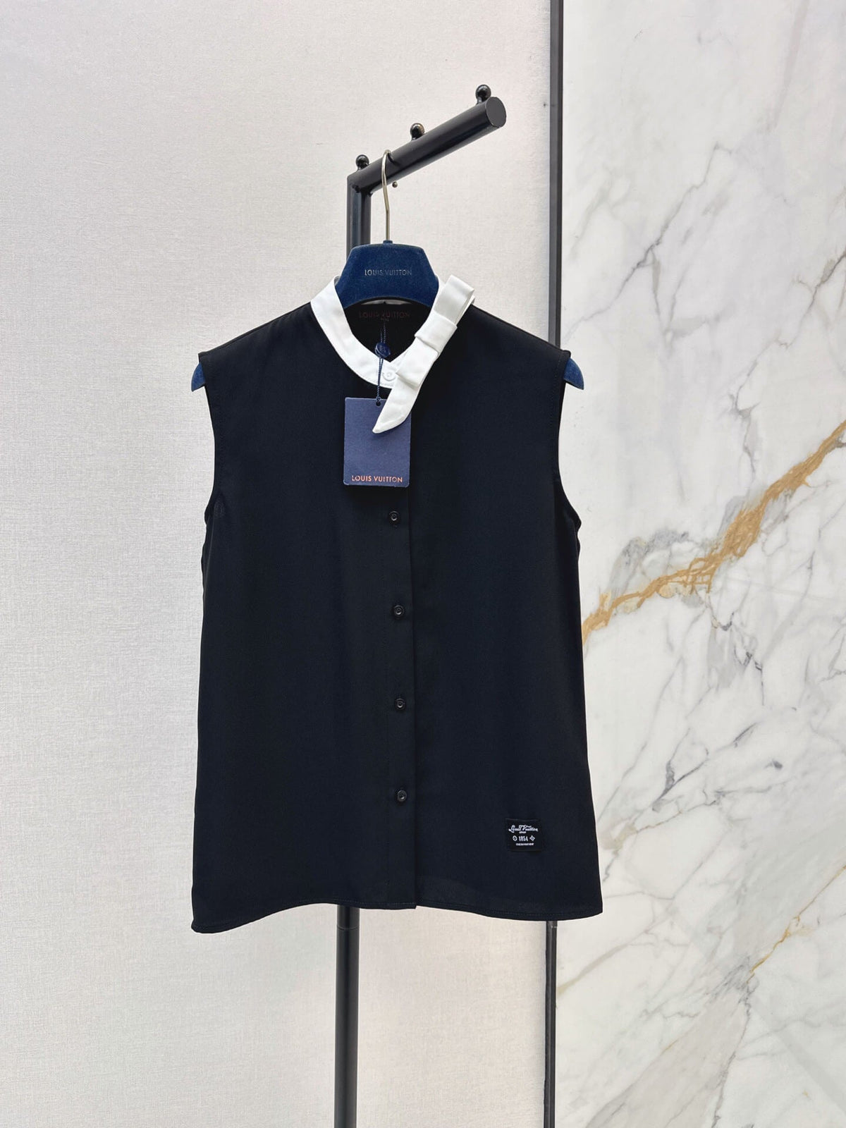 Collar Bow Button Front Tank