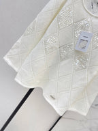 Openwork Diamond Sequin Knit Top