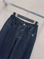 Dark Raw Denim Logo Jeans