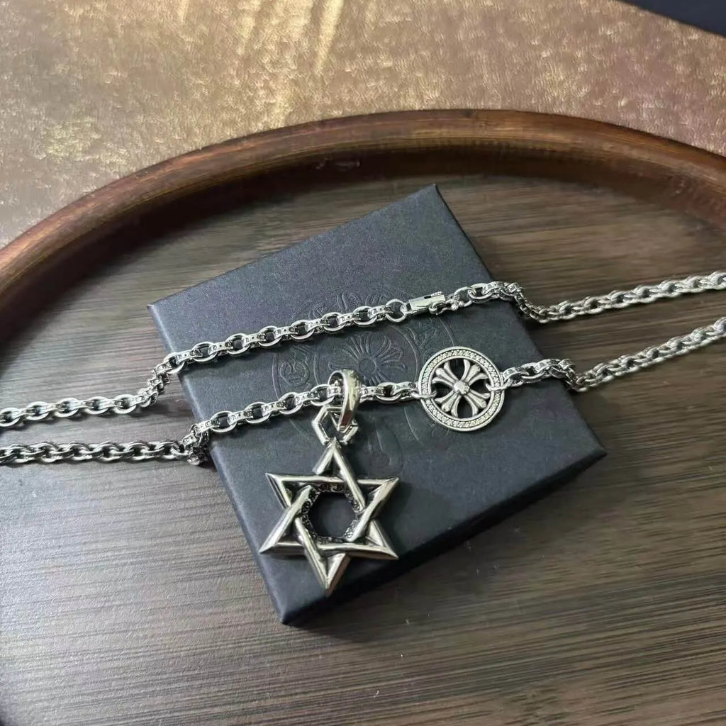 Street Style Hexagram Design Necklace