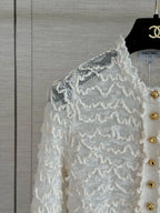 Wavy Textured Mesh Knit Cardigan