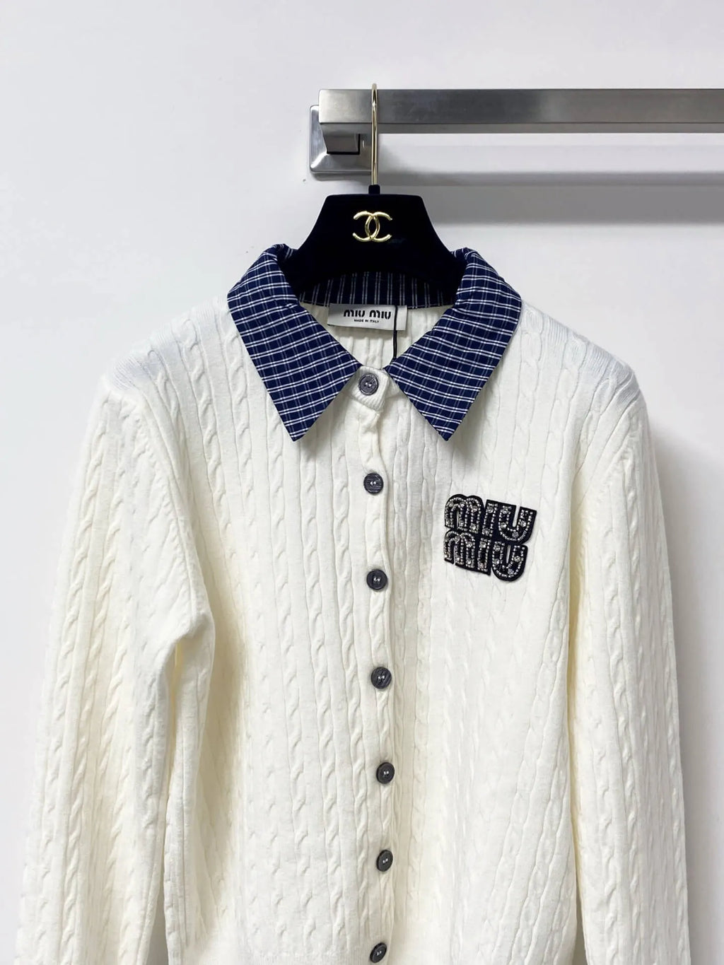 Scallop Neck Hollow Panel Rib Knit Top