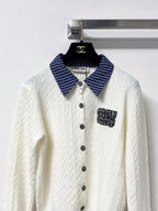 Scallop Neck Hollow Panel Rib Knit Top