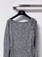 Side Drawstring Heather Knit Long Sleeve