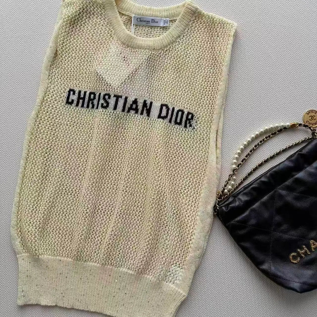 Cutout Letter Knit Tank Top