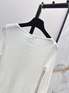 Round Neck Lace Hem Knit Top