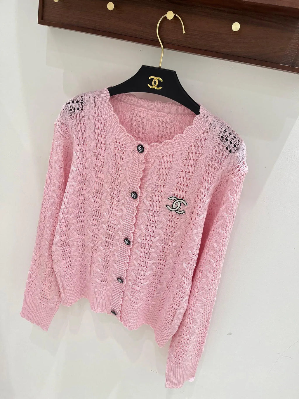 Scalloped Hollow Knit Cardigan
