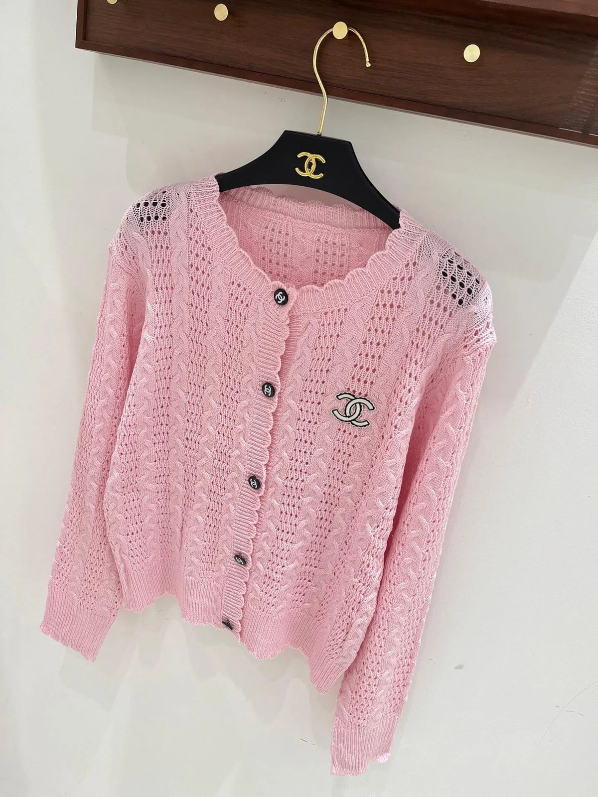 Scalloped Hollow Knit Cardigan