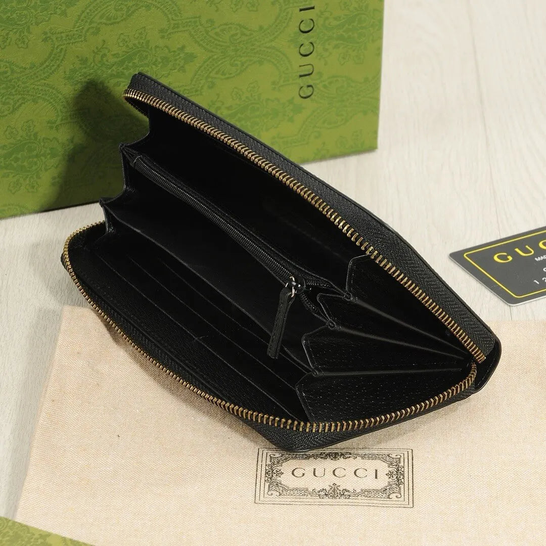 Obsidian Grained Zip Long Wallet
