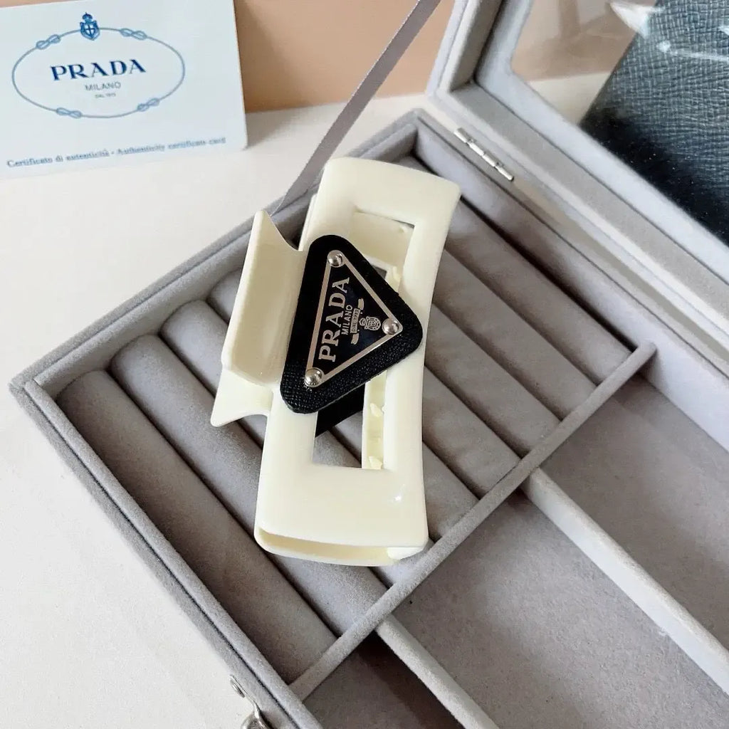 Cream White Square Hair Claw Clip