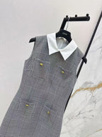 Collared Plaid Tank Dress