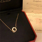 Double Circle Full Diamond Necklace