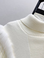Turtleneck Fringe Knit Poncho