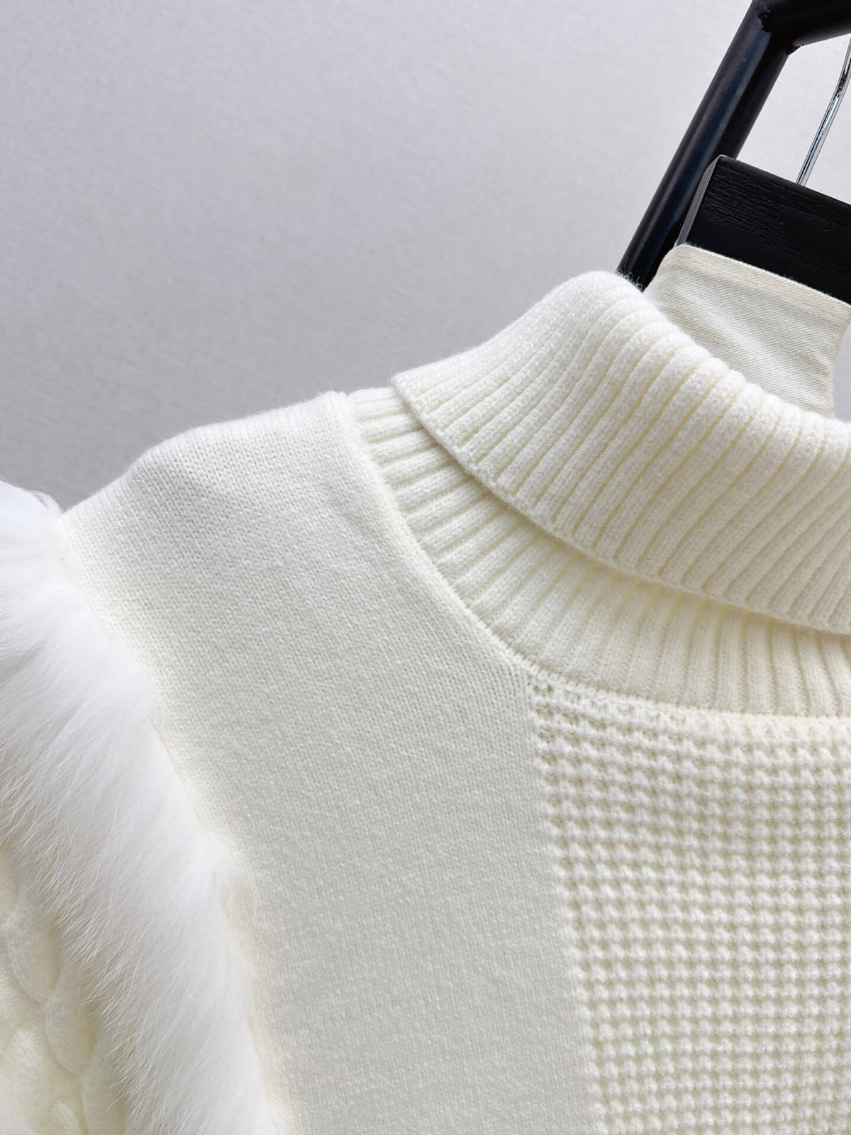Turtleneck Fringe Knit Poncho