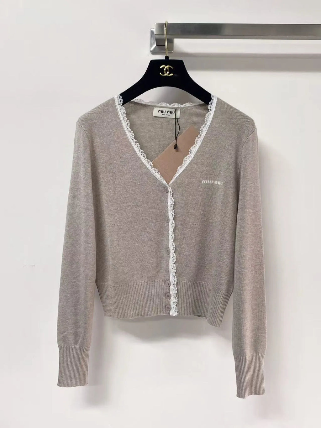 Minimalist Lace Trim Cardigan