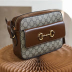 Horsebit Patchwork Full Print Shoulder Bag