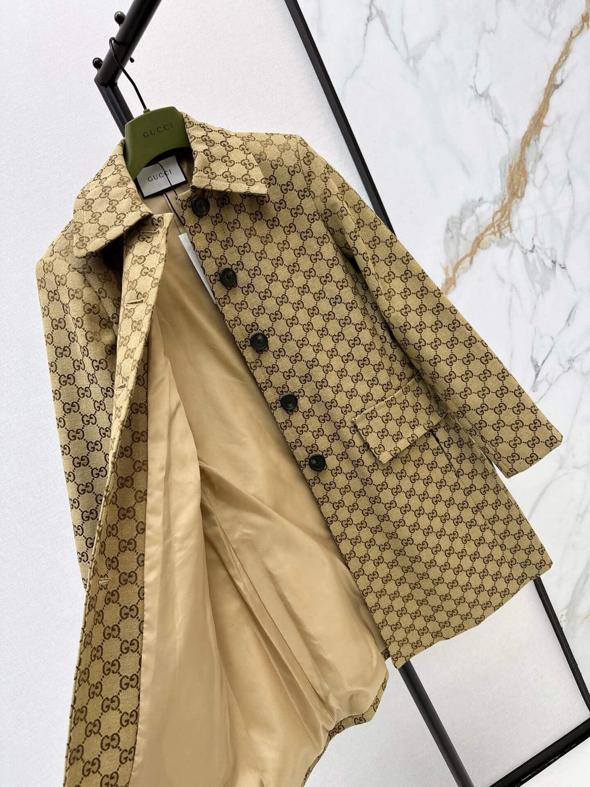 Monogram Collared Mid-Length Coat