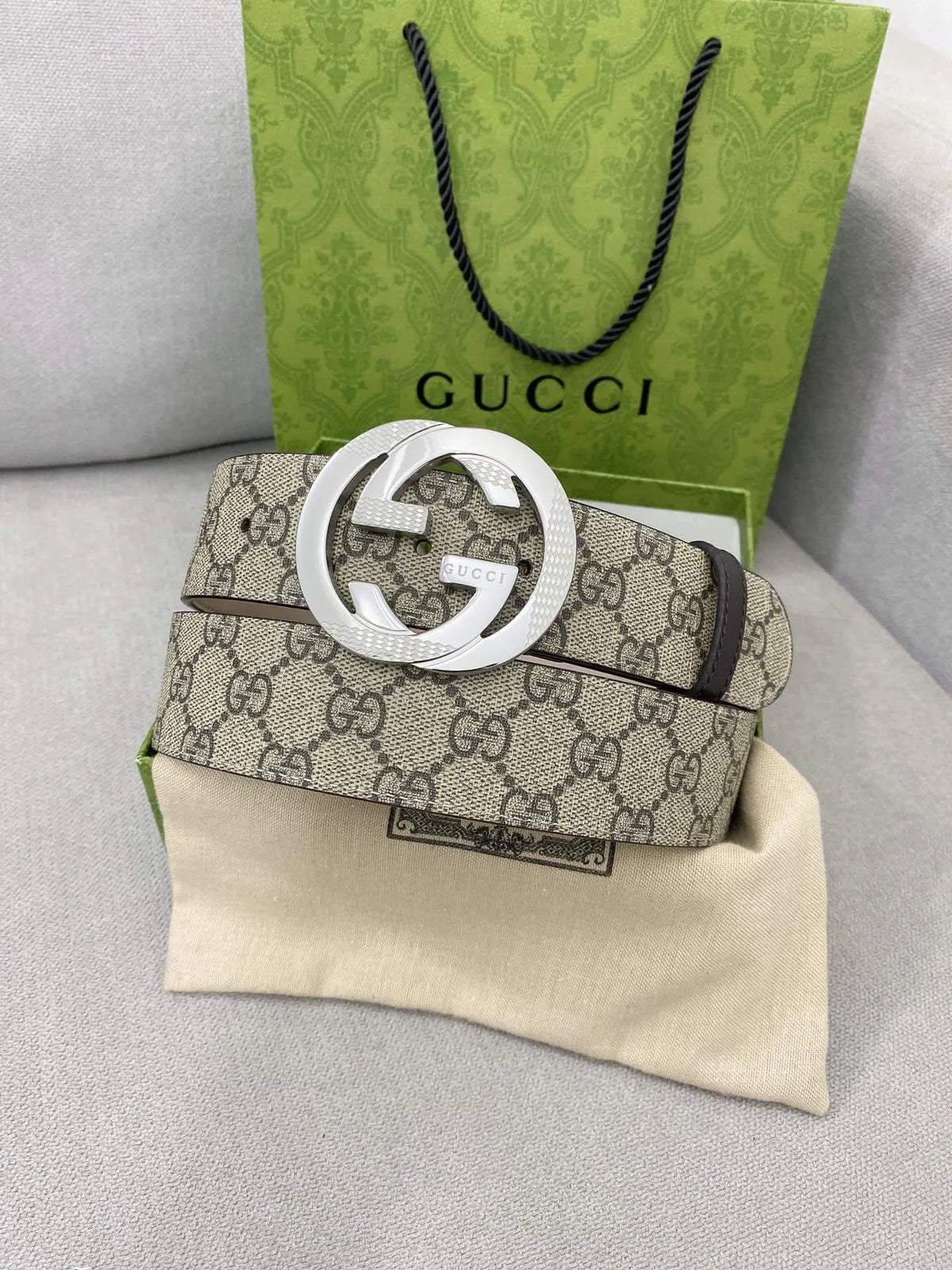 Trendy Monogram Webbing Belt with Metal Buckle