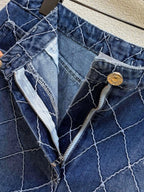 Diamond Stitch Denim Shorts