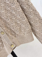 Diamond Hollow V-neck Knit Cardigan