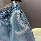 Symmetrical Pocket Embroidery Jeans