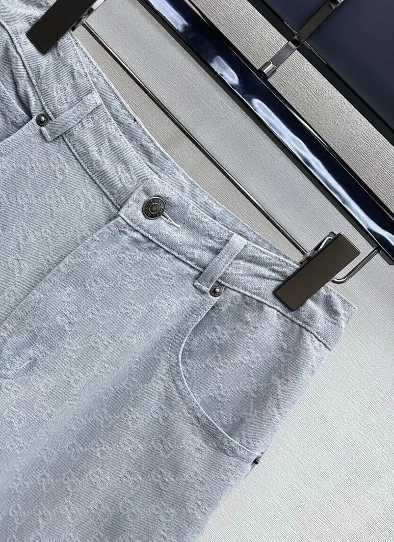 All Over Monogram Denim Vest and Jeans Set