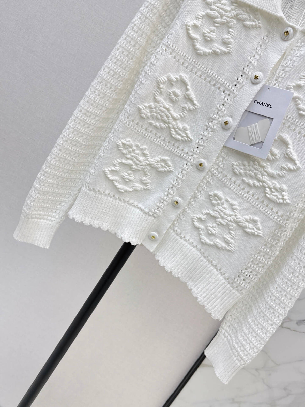 Hollow Embroidery Knit Cardigan