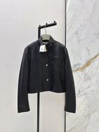 Loose Fit Button Leather Coat